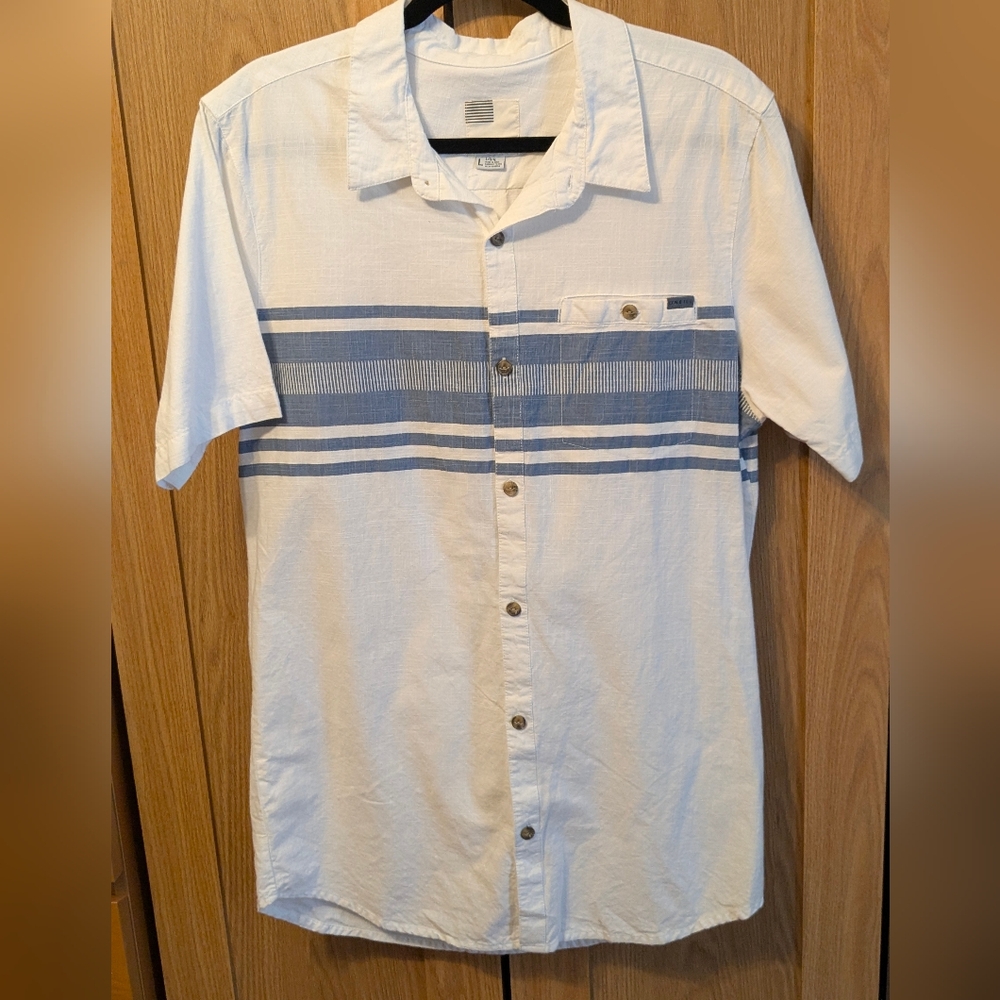 Men's O'neill White and Blue Button Up Shirt